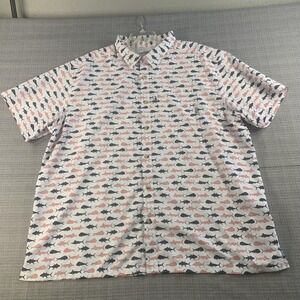 Columbia PFG Shirt Mens 2XL White Red Blue Fishing Short Sleeve Vented Patriotic